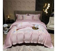 SLOPSS Double Embroidery Wind Four-Piece Set Luxury Cotton Quilt Cover Bedspread Bedding (Color C : (B King Size 4Pcs)