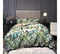 SLOPSS Double Green Bedding Duvet Set Pieces Long Staple Cotton Leaf Maple Include Quilt Cover Flat Sheet cm Pillowcases (Size : King) (Full)