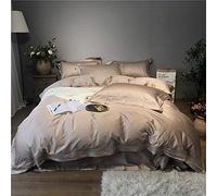 SLOPSS Double Green Cotton Pieces Embroidery Glamorous Bedding Duvet Covers Set Include Pillowcases Flat Sheet Quilt Cover 220 240CM (Gold Full)