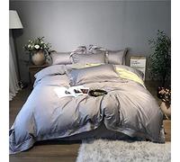 SLOPSS Double Green Cotton Pieces Embroidery Glamorous Bedding Duvet Covers Set Include Pillowcases Flat Sheet Quilt Cover 220 240CM (Silver Grey King)