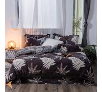 SLOPSS Double Size Floral Covers Duvet Bedding Set Quilt Cover Sets Flat Sheet Winter Soft Warm Flannel Twin Animals Leopard Pattern Woman (C King)