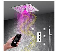 SLOPSS Douche avec tête de Douche de Pluie de 12 "Brouillard, Douche à Main Jets de carrosserie, Pomme de Douche à Montage au Plafond avec Musique LED, Douche thermostatique Set Fatlet Fixture