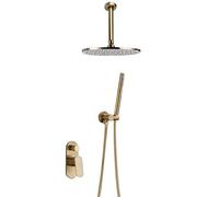 SLOPSS Douche, Laiton brossé d Plafond Montage de Douche de Salle de Bain 8-12 "Rianfall Shower Head Douche Robinet de Douche Basker Diverter, Ensemble de Douche de Luxe, 8 in
