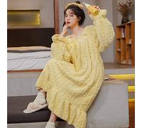 SLOPSS Dresses des NIGHTES pour Femmes Royaume-, cheminée de Nuit pour Femmes Flanelle Jaune Tie Twist Twir Stripe Sleep Shirt Soft Comfy Long Manches Longes de Nuit