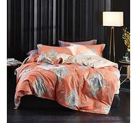SLOPSS Duvet Covers Quilt Cover Long Staple Cotton Bedding Set Super Soft with Pillowcases (Color Size : Double) (Orange Full)