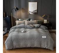 SLOPSS Duvet Double Coral Four-Piece Winter Double-Sided Fleece Sheet French Quilt Cover Milk Flannel Bedding-Pink Jade_1.2-135m Bed (Classic Silver Ash 1.2)