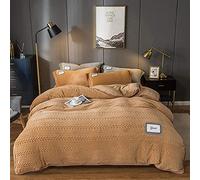 SLOPSS Duvet Double Coral Four-Piece Winter Double-Sided Fleece Sheet French Quilt Cover Milk Flannel Bedding-Pink Jade_1.2-135m (Athens Camel 1.8m Bed)