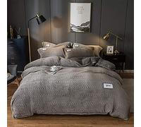 SLOPSS Duvet Double Coral Four-Piece Winter Double-Sided Fleece Sheet French Quilt Cover Milk Flannel Bedding-Pink Jade_1.2-135m (Athens Dark Gray 1.8m Bed)