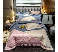 SLOPSS Duvet Satin Silk Blue Bedding Double Bed Set Piece Ultra Soft Thick Hypoallergenic Quilt Cover 2 Pillow Cases (C Queen)
