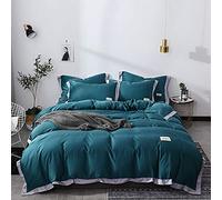 SLOPSS Duvet Set Double Quilt Cover Sets Cotton Soft Hypoallergenic Skin Friendly and Breathable (Color B Size : King) (D Queen)