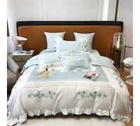 SLOPSS Embroidery 1200TC Egyptian Cotton Bedding Set Ruffles Duvet/Quilt Cover Bed Linen Pillow (Color Size : King (A Queen 200X230cm 4pcs)