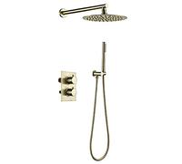 SLOPSS Ensemble de Douche Système de Douche thermostatique Ensemble Robinet de Douche dissimulé avec pulvérisateur à Main Pomme de Douche Ronde de Douche de Douche de Douche Baignoire Murale kit de