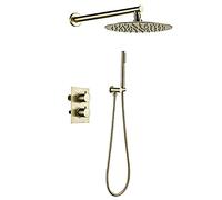 SLOPSS Ensemble de Douche Système de Douche thermostatique Ensemble Robinet de Douche dissimulé avec pulvérisateur à Main Pomme de Douche Ronde de Douche de Douche de Douche Baignoire Murale kit de