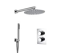 SLOPSS Ensemble de Douche Système de Douche thermostatique Ensemble Robinet de Douche dissimulé avec pulvérisateur à Main Pomme de Douche Ronde de Douche de Douche de Douche Baignoire Murale kit de