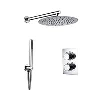 SLOPSS Ensemble de Douche Système de Douche thermostatique Ensemble Robinet de Douche dissimulé avec pulvérisateur à Main Pomme de Douche Ronde de Douche de Douche de Douche Baignoire Murale kit de