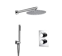 SLOPSS Ensemble de Douche Système de Douche thermostatique Ensemble Robinet de Douche dissimulé avec pulvérisateur à Main Pomme de Douche Ronde de Douche de Douche de Douche Baignoire Murale kit de