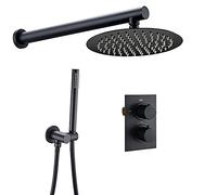 SLOPSS Ensemble de Douche Système de Douche thermostatique Ensemble Robinet de Douche dissimulé avec pulvérisateur à Main Pomme de Douche Ronde de Douche de Douche de Douche Baignoire Murale kit de