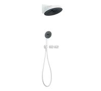 SLOPSS Ensemble de robinets de Douche Blanc, système de Douche de Salle de Bain, Pomme de Douche de Pluie Poitrine de poignée, Combo Complet de Douche Murale, luminaires de Douche muraux, Corps de