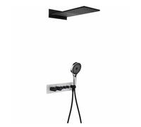 SLOPSS Ensemble de robinets de Douche thermostatique, 2 Fonctions Courage de Douche de Pluie avec pulvérisation à Main, système de Douche, kit de vanne de Douche, Pomme de Douche Poitrine de poignée,