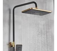 SLOPSS Ensembles de Douche pour Salle de Bain Black Gold Shower Robinet Ensemble de Salle de Bain Kit de Douche de Salle de Bain avec Plate