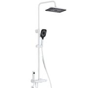 SLOPSS Ensembles de Douche pour Salle de Bain Black Piano Digne Douche de Douche en Laiton Intelligent Robinets de Salle de Bain Hot Cold Waterfall Tap Précipitation Blanc Système de Douche Blanc B