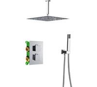 SLOPSS Ensembles de Douche pour Salle de Bain Chrome Thermostatic Shower Robinet Terre de Douche à Deux poignées Boucheur de Douche monté avec Une Coupure de Douche thermostatique Valve carrée de 8