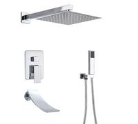 SLOPSS Ensembles de Douche pour Salle de Bain chromée chromée 16 Pouces Gros Robinet de Douche de Pluie Manchette de Douche de Bain dissimulé avec Un Bouchon de Coiffure à la Main.