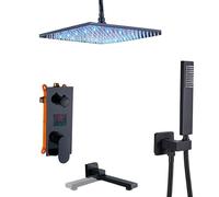 SLOPSS Ensembles de douche pour salle de bain LED Black Light Douche Robinet mural Plume Plume Baignoire Douche de douche Cached Boîte à manche unique Boucheurs de douche avec coup de main 12 pouces B