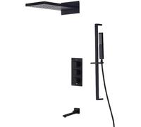 SLOPSS Ensembles de Douche pour Salle de Bain Mat de Douche thermostatique Noir Mat