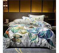 SLOPSS Été 100% Eucalyptus Tencel Liberter Ensemble coloré de Couvre-Couche imprimée botanique colorée