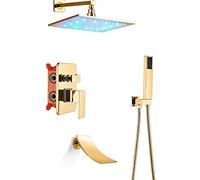 SLOPSS Faucets,Faucet/Tap,Shower LED Shower Faucet Single Handle Hot and Cold Water Shower Combo Set with Handheld Sprayer and Rain Shower Head/Type B/12 INES