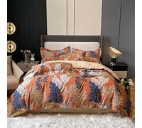 SLOPSS Feuilles Couette imprimée Ensemble de couvertures Coton égyptien en Coffre-lit à literie Douce taies d'oreiller doublures (Couleur: Une Taille: (Un Roi 220x240cm 4pcs)
