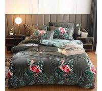 SLOPSS Floral Double Duvet Covers Bedding Sets Winter Soft Warm Flannel Quilt Cover Set (Color E Size : King) (D Full)