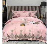 SLOPSS Four-Piece Long-Staple Pure European-Style Embroidery Cotton Quilt Cover Sheet Double Bed (Color Blue Size : (Pink 1.8m)