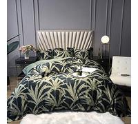 SLOPSS Green Leaf Bedding Pieces Egyptian Cotton Duvet Covers Set Include Quilt Cover Flat Sheet CM+2 Pillowcases (Size : Double) (King)