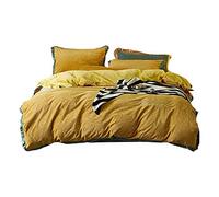SLOPSS King Size Blue Covers Red Winter Bedding Bed Double Duvet Set Quilt Cover Sets Flat Sheet Soft Warm Flannel Twin (Yellow Full)