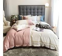 SLOPSS Long- Staple Embroidery Soft Four- Contrast Stitching Quilt Cover Cotton Double Bed Supplies (Color A Size 1.5m) (B 5 Piece Suit)