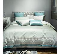 SLOPSS Long-Staple Four-Piece Set of Embroidery Quilt Cover Pure Cotton Bed Linen (Color C Size : (D 2m)