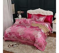 SLOPSS Luxury Egyptian Cotton Bedding Satin Jacquard Quilt Cover Piece Organic Duvet Covers Set Includes Pillowcases (Color Size : Double) (D Full)