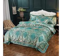 SLOPSS Luxury Egyptian Cotton Bedding Satin Jacquard Quilt Cover Piece Organic Duvet Covers Set Includes Pillowcases (Color D Size : Double) (A Full)