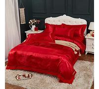 SLOPSS Luxury Egyptian Cotton Bedding Satin Jacquard Quilt Cover Piece Organic Duvet Covers Set Includes Pillowcases (Color D Size : Double) (B King)