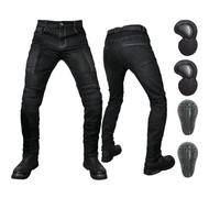 SLOPSS Men's Motorcycle Trousers, Breathable Net Motorbike Jeans, Armoured Riding Motocross Racing Pants, with Hip & Knee Removable Armored Denim