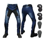 SLOPSS Men's Motorcycle Trousers, Breathable Net Motorbike Jeans, Armoured Riding Motocross Racing Pants, with Hip & Knee Removable Armored Denim