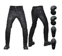 SLOPSS Men's Motorcycle Trousers, Stretch Fit Jeans Armoured Riding Motocross Racing Pants, with Hip & Knee Removable Armored Denim