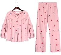SLOPSS Mesdames Pyjamas, Pyjama Femmes Femmes à Manches Longues Chic Fashion Casual Piece 2 pièces Mes Aussi