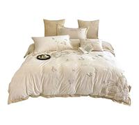 SLOPSS Milk Velvet Three-Dimensional Butterfly Embroidery Four-Piece Girl Coral Quilt Cover Autumn and Winter Warm Bedding (Color Size : (A 2m)