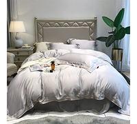 SLOPSS Minimalist Style Lenzing Tencel Four-Piece Embroidery Quilt Cover Pure Silky Cool Bedding (Color C Size : (D 1.5m)