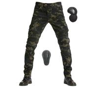 SLOPSS Motorcycle Protective Trousers Men's Motorcycle Jeans Breathable Wear-Resistant Camouflage Pants with 2 Pairs of Hip and Knee Protectors Removable Pads