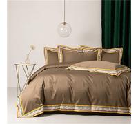 SLOPSS Nordic 1000TC Egyptian Cotton Bed Linens Duvet Quilt Cover Comforter Bedding Sets (Color : King (A Queen Size 4pcs)