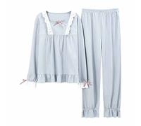 SLOPSS Pajama pour Femmes, Texture, Pyjama pour Femmes en Coton de Style Primaire pour Le Printemps l'automne, Taille lâche